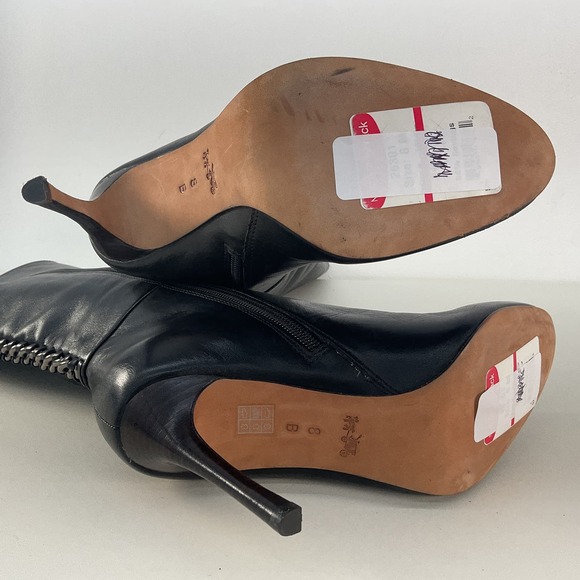 Coach Black Leather Tall Riding Biker Boots, Size 8B - Preowned - Picture 4 of 6